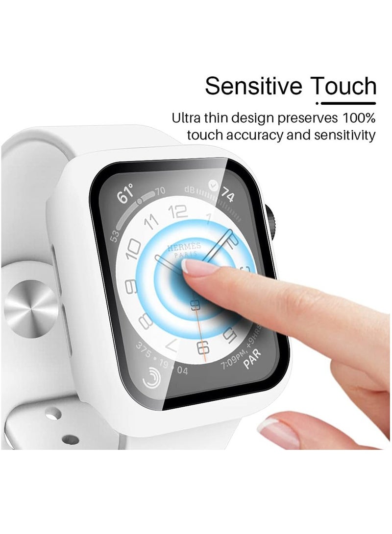 2 Pack Hard Case Designed for Apple Watch Series 8/7 45mm, Built-in 9H Tempered Glass Screen Protector, Slim Bumper Cover for iWatch 45mm - White  - Image 5