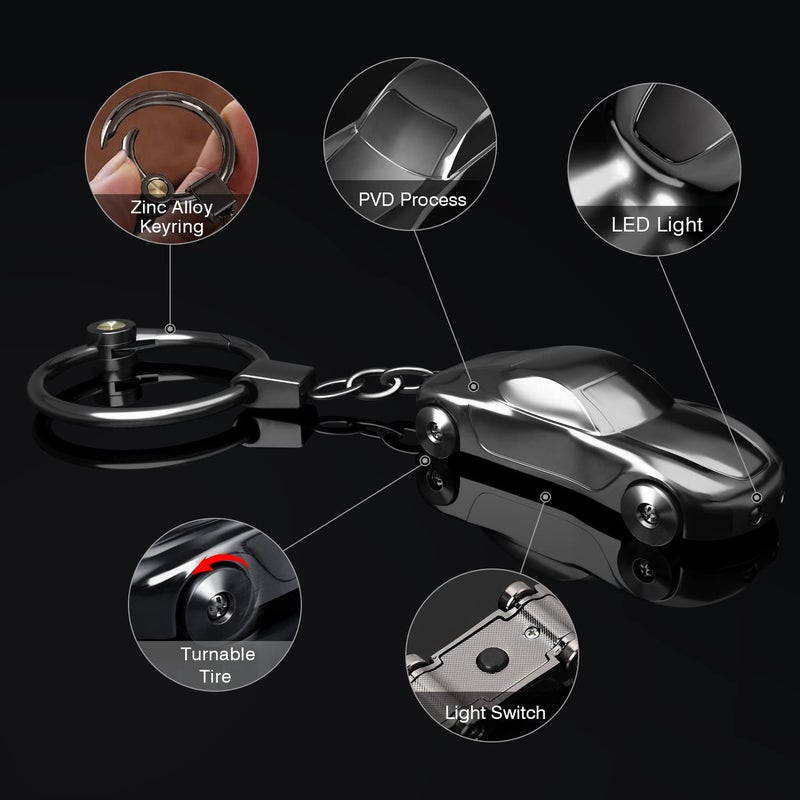 SOMGEM Creative Key Chain Car Keychain Flashlight with 2 Modes LED Lights 2 in 1 Accessories Ring for Office Backpack Purse Charm,Great Gift for Men or Women - Image 5