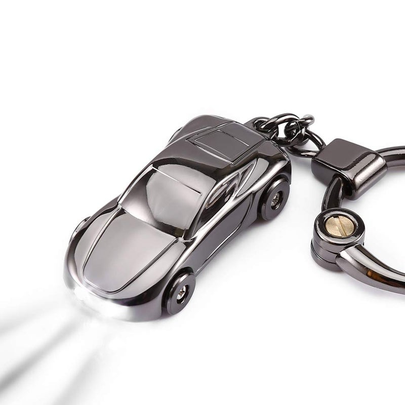 SOMGEM Creative Key Chain Car Keychain Flashlight with 2 Modes LED Lights 2 in 1 Accessories Ring for Office Backpack Purse Charm,Great Gift for Men or Women - Image 1