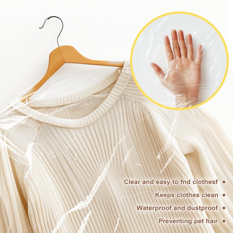 Gretchin 100 Pack Clear Garment Bags for Clothes, Gretchin,(Set of 100, 60x90cm), Plastic Garment Bags Dry Cleaner Bags Plastic Clear Dry Cleaning Bags for Hanging Clothes Storage - Image 3