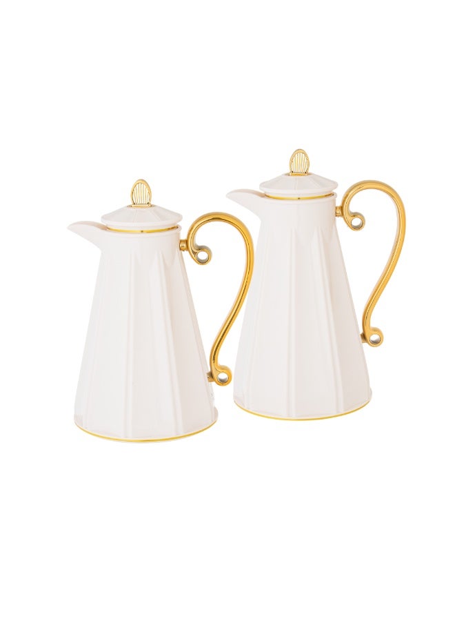 ALASKA Thermos Set Two Pieces for Tea and Coffee white/Gold - Image 1