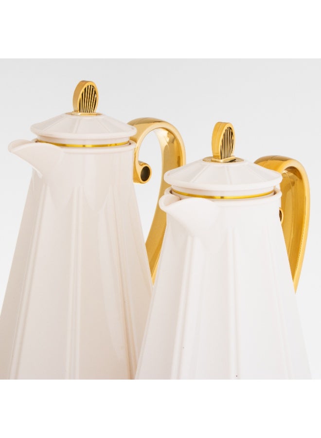 ALASKA Thermos Set Two Pieces for Tea and Coffee white/Gold - Image 2