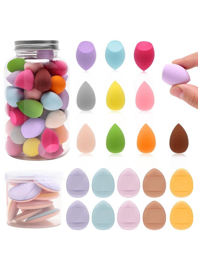 AHIER 50 Pcs Mini Makeup Sponge Set Include 40 Pcs Mini Beauty Blender & 10 Pcs Finger Powder Puff, Random Colored Small Beauty Blender Makeup Sponges Facial Makeup Tools for Foundation Concealer - Image 1