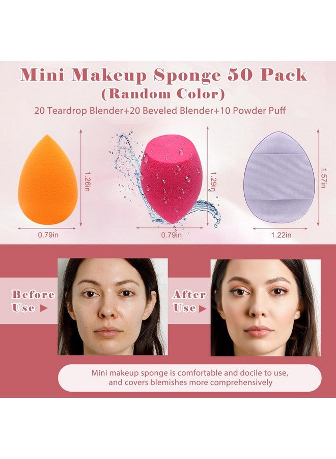 AHIER 50 Pcs Mini Makeup Sponge Set Include 40 Pcs Mini Beauty Blender & 10 Pcs Finger Powder Puff, Random Colored Small Beauty Blender Makeup Sponges Facial Makeup Tools for Foundation Concealer - Image 2