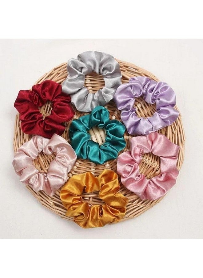 Space Fly Satin Silk Hair Scrunchies for Women and Girls | Soft, No Damage Hair Ties | Elastic Hair Bands for Ponitail | Stretchable and Comfortable Hair Bands | Set of 4 Scrunchies (Brown, Orange, Gray, Cream) - Image 4