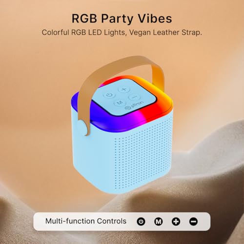 pTron Newly Launched Fusion Tunes 10W Mini Bluetooth Speaker with Wireless Karaoke Mic, 8Hrs Playtime, Vivid RGB Lights, Voice Effects, Multi-Play Modes BT5.1/TF Card & Type-C Charging Port (Blue) - Image 5