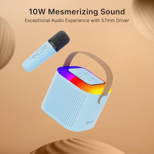 pTron Newly Launched Fusion Tunes 10W Mini Bluetooth Speaker with Wireless Karaoke Mic, 8Hrs Playtime, Vivid RGB Lights, Voice Effects, Multi-Play Modes BT5.1/TF Card & Type-C Charging Port (Blue) - Image 3