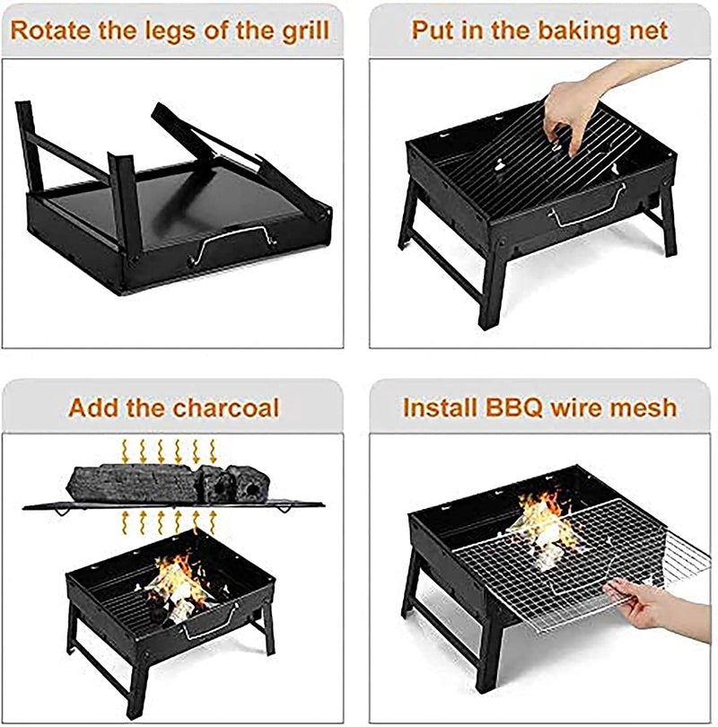 إسكدنيا Entraxa Barbecue Grill Charcoal Grill Folding Portable Lightweight Barbecue Grill Tools for Outdoor Grilling Cooking Camping Hiking Picnics Tailgating Backpacking Party 17x 116x 26 - Image 2