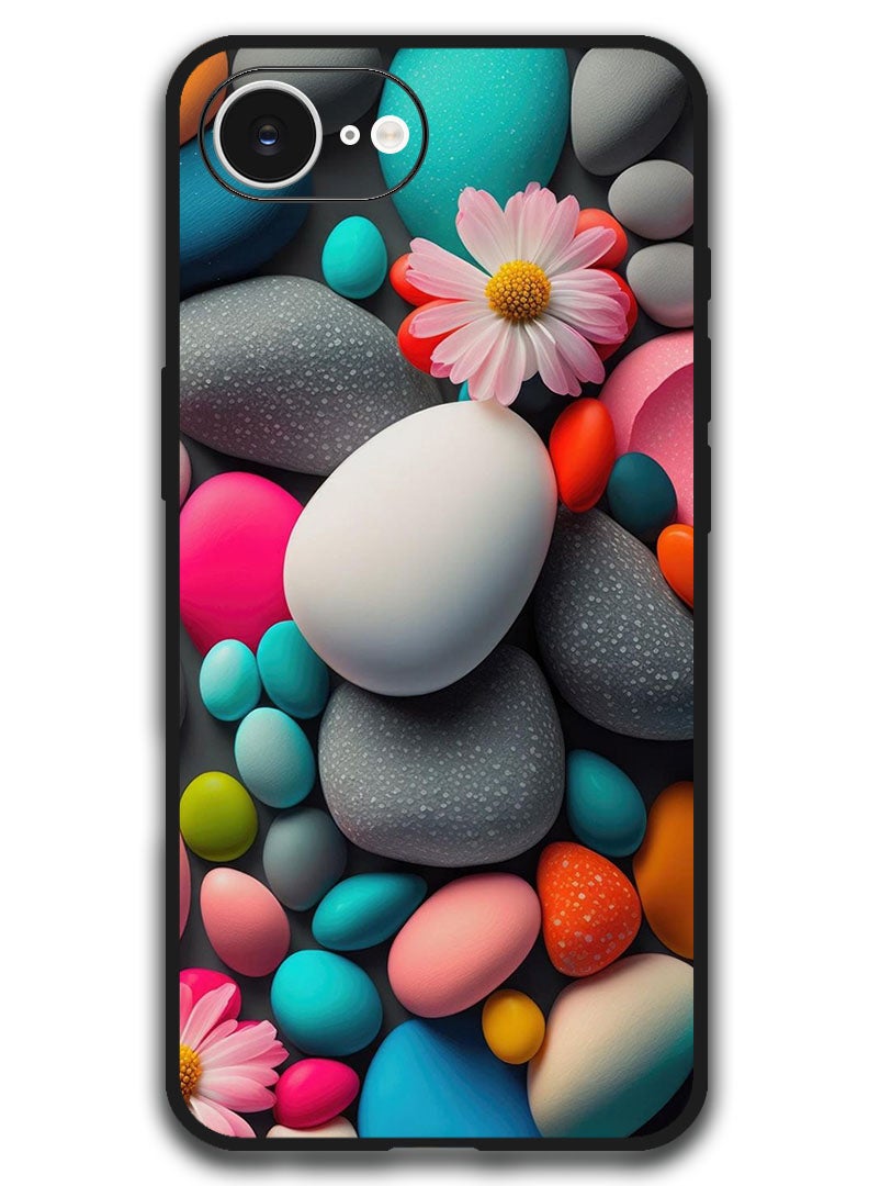Theodor Case Compatible with Apple iPhone 17e / 16e 6.1 Inch Protection Shockproof Bumper Cover - Colourful Stones - Image 1
