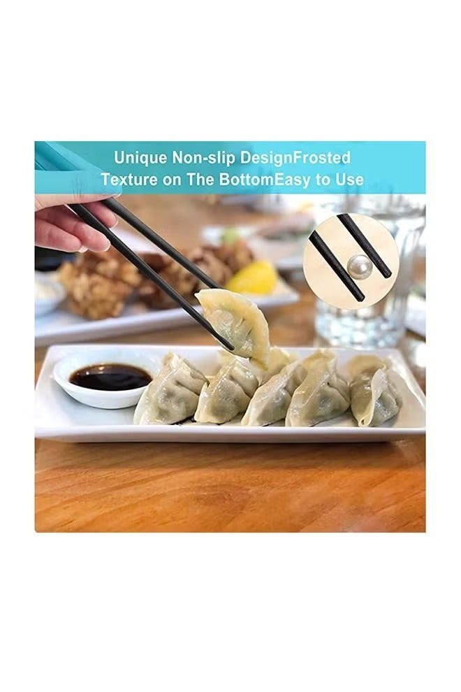 ح واحة 5 أزواج من عيدان تناول الطعام المصنوعة من الألياف الزجاجية باللونين الأسود والذهبي - Image 5