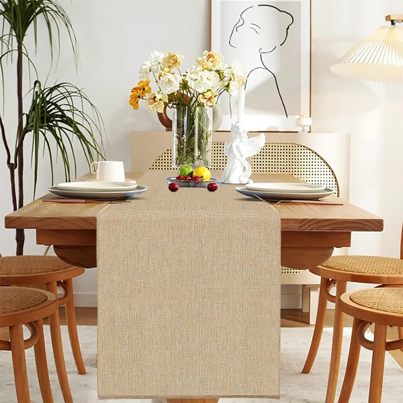 tiosggd Spring Burlap Table Runners 14'' x 72'', 2 Pack Beige Jute Rustic Farmhouse Long Coffee Table Runner, Boho Dresser Runners Cover Top for Bedroom, Wedding Bridal Shower Table Decor - Image 4