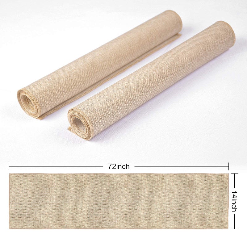 tiosggd Spring Burlap Table Runners 14'' x 72'', 2 Pack Beige Jute Rustic Farmhouse Long Coffee Table Runner, Boho Dresser Runners Cover Top for Bedroom, Wedding Bridal Shower Table Decor - Image 5