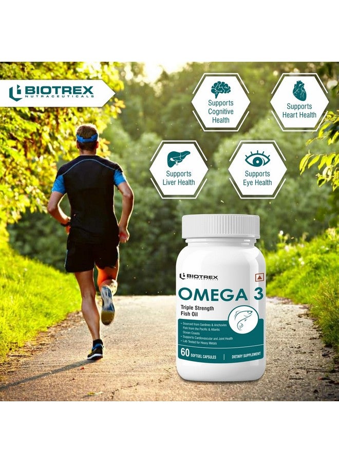 Biotrex Nutraceuticals Omega 3 Triple Strength Fish Oil Enriched With Salmon Fish Oil (Omega 3), EPA, DHA, Astaxanthin, Evening Primrose Oil - 60 Softgel Capsules - Image 4
