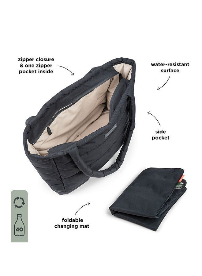 done by deer Quilted Changing Tote Bag - Stylish Water-Repellent Diaper Bag with Foldable Changing Mat  And  Stroller Hooks - Black - Image 2