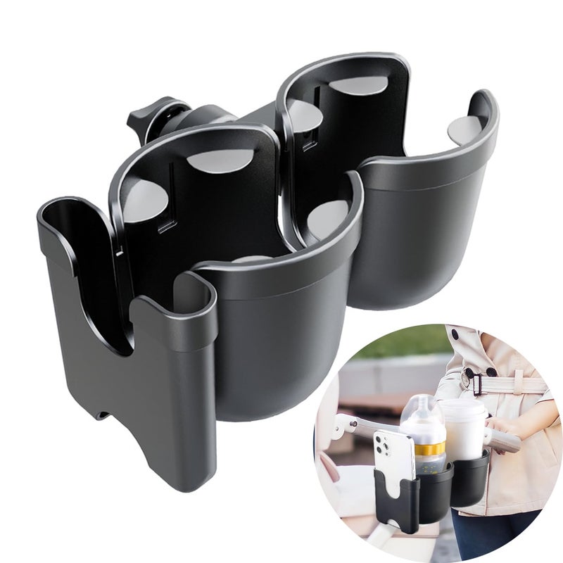 WedFeir Baby Stroller Cup Holder with Phone Holder 3in1 Bottle Holder 360 Removable Degrees Rotation Drink Holder for Wheelchair Stroller Bike Walker Scooter Bicycle Uppababy Nuna Bugaboo Doona