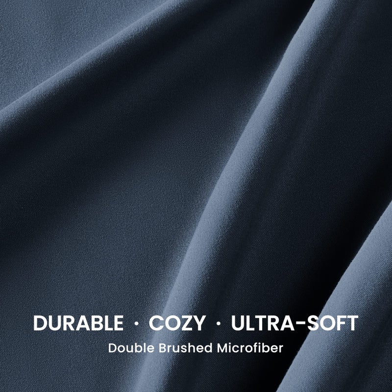 SLEEP ZONE Nanotex Super Soft Cooling Queen Bed Sheets Set 4 Piece - Easy Care Fitted Flat Sheet & Pillowcase Sets - Wrinkle Free  Fade Resistant  Deep Pocket 16"" (Navy Blue  Queen) - Image 5