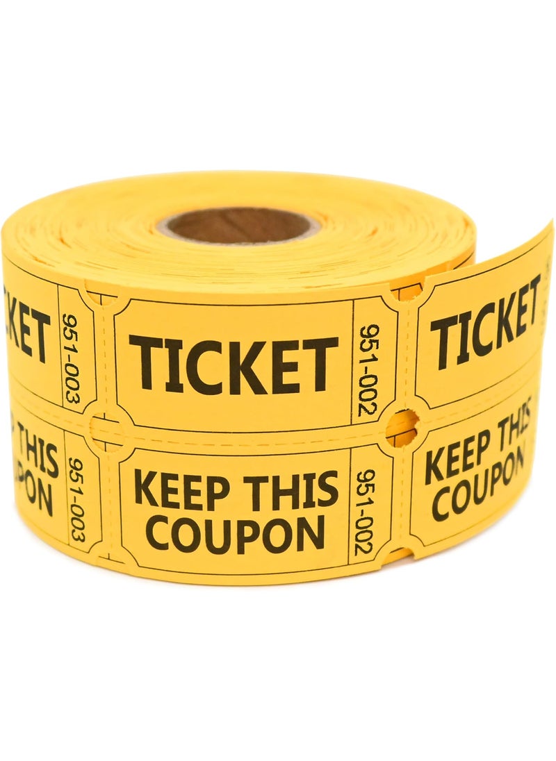 Essential ESSENTIAL 500 Raffle Tickets Double Roll Yellow Raffle Tickets Roll with Name and Phone Number for Raffle Events Classroom Entry Class Reward  Door Prize Yellow  - Image 1