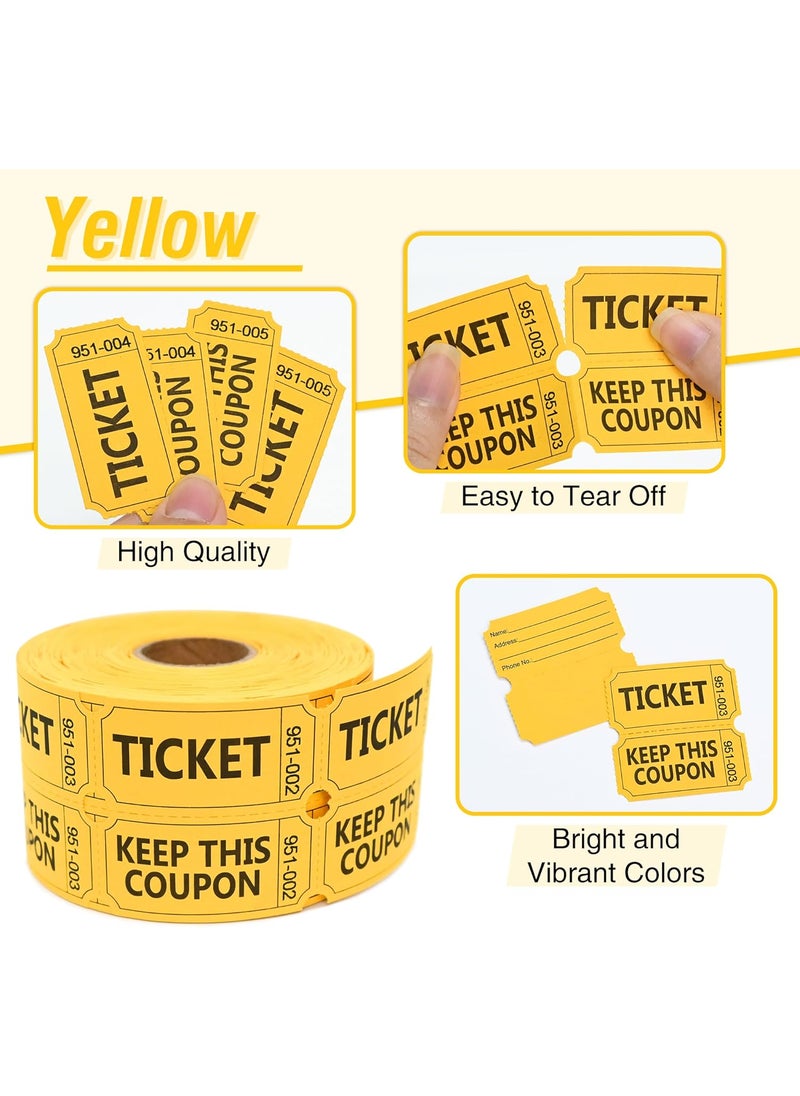 Essential ESSENTIAL 500 Raffle Tickets Double Roll Yellow Raffle Tickets Roll with Name and Phone Number for Raffle Events Classroom Entry Class Reward  Door Prize Yellow  - Image 4