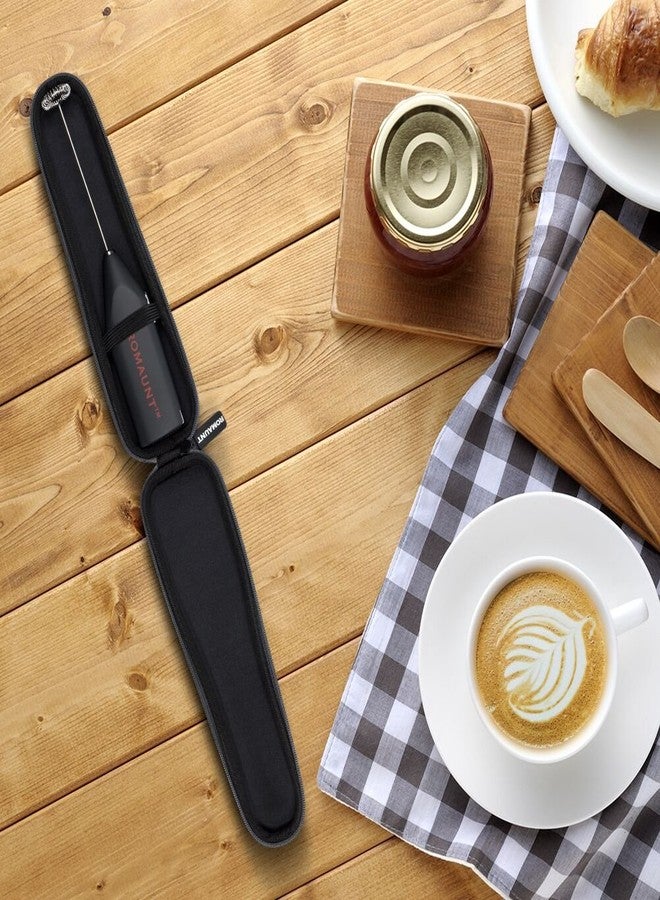 ROMAUNT Electric Milk Frother Drink Mixer ROMAUNT Handheld Electric Battery Operated Frother Coffee Stainless Steel Foam Maker Perfect for Espresso, Latte, Cappuccino with Bonus Protective Case, Mix Spoon - Image 2