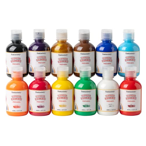 Fantastory Tempera Paint for Kids 12 Colors 84 oz Each Washable Tempera Paint Kids Poster Sponge Painting NonToxic Finger Hand Bottles Gifts - Image 1
