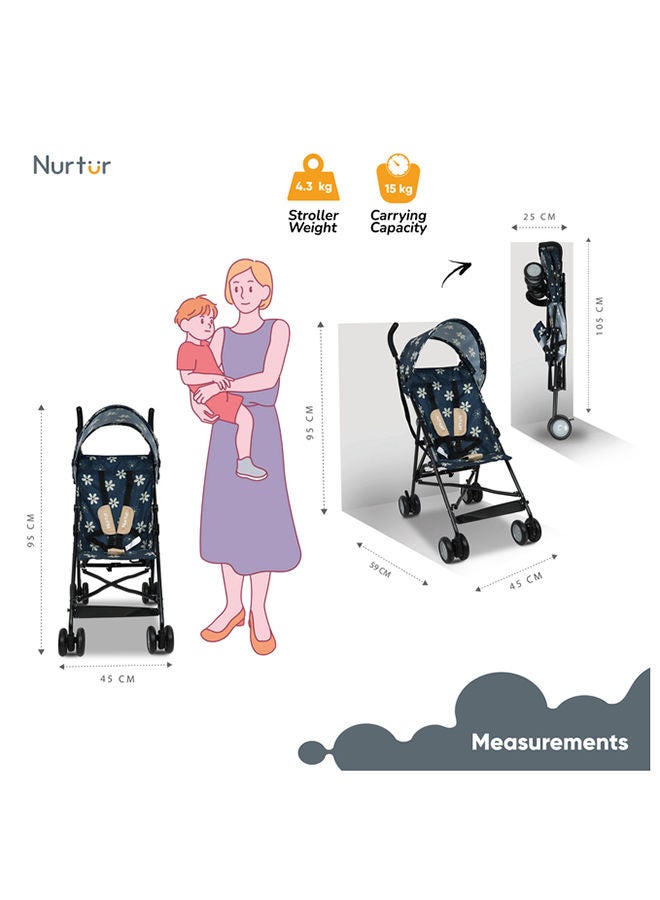 Nurtur Rex Buggy Stroller Multicolor Lightweight Stroller with Compact Fold Canopy Shoulder Strap 6 to 36 monthsMulticolor Official Product - Image 4