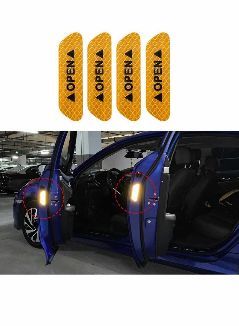 KASTWAVE Car Decals, Car Door Open Prompt Anti-Collision Reflective Stickers, Tape Conspicuity Safety Caution Warning Sticker, for Car Truck Trailer, Universal-Yellow  - Image 1