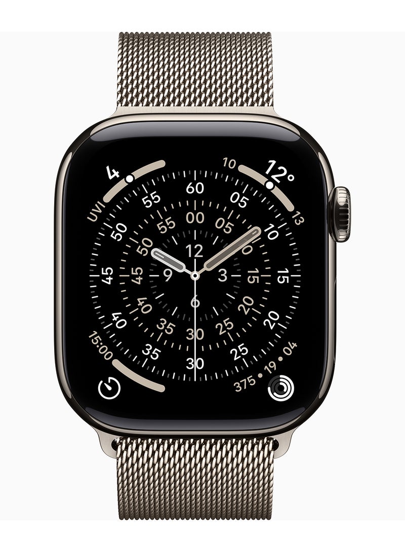 Apple Watch Series 11 GPS + Cellular 42mm (Middle East Version) Natural Titanium Case With Natural Milanese Loop - Image 2