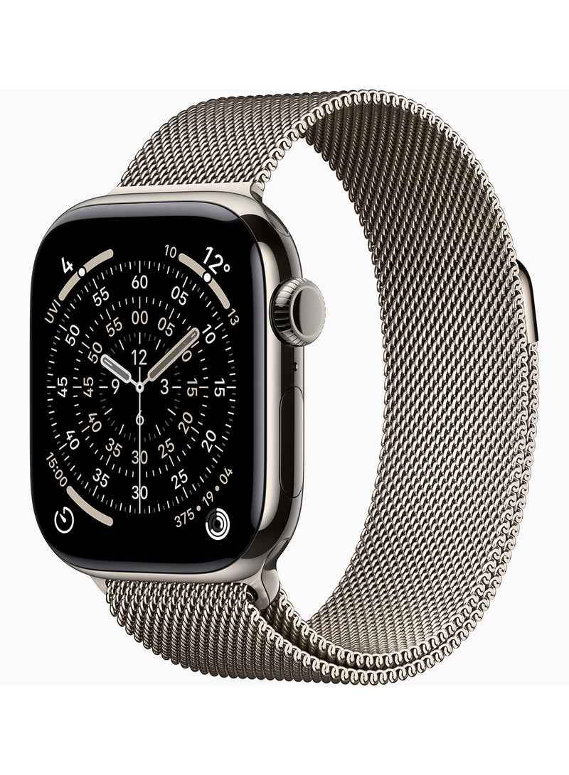 Apple Watch Series 11 GPS + Cellular 42mm (Middle East Version) Natural Titanium Case With Natural Milanese Loop - Image 1