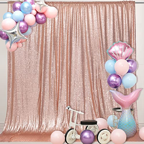 PartyDelight PartyDelight Sequin Backdrop Rose Gold 6Ft x 8Ft Photograph Backdrop Wedding Curtain Special Events  - Image 2