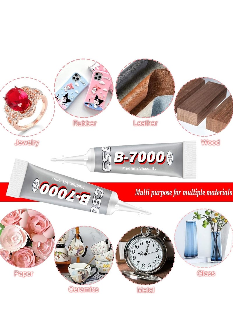 SYOSI B7000 Adhesive Rhinestone Clear Glue for Crafts, Bead B-7000 Jewelry DIY Cell Phone Repair Clothes Glass Metal Stone Beads Wooden Small Part Item 5ml, 40 Pcs - Image 5