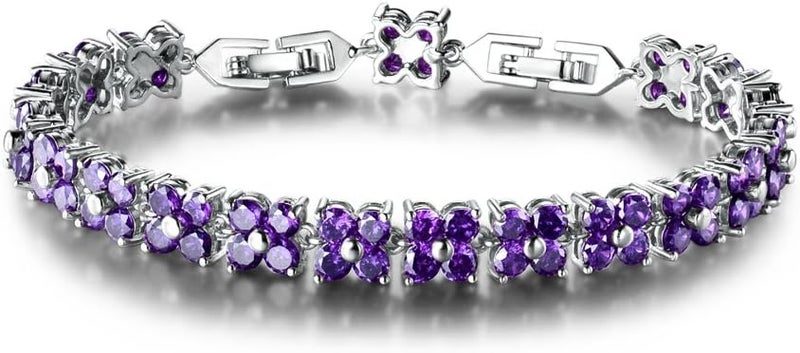 GULICX Fashion Tennis Bracelet for Women Cubic Zirconia Crystal Flower Multicolor Bracelet - Image 1