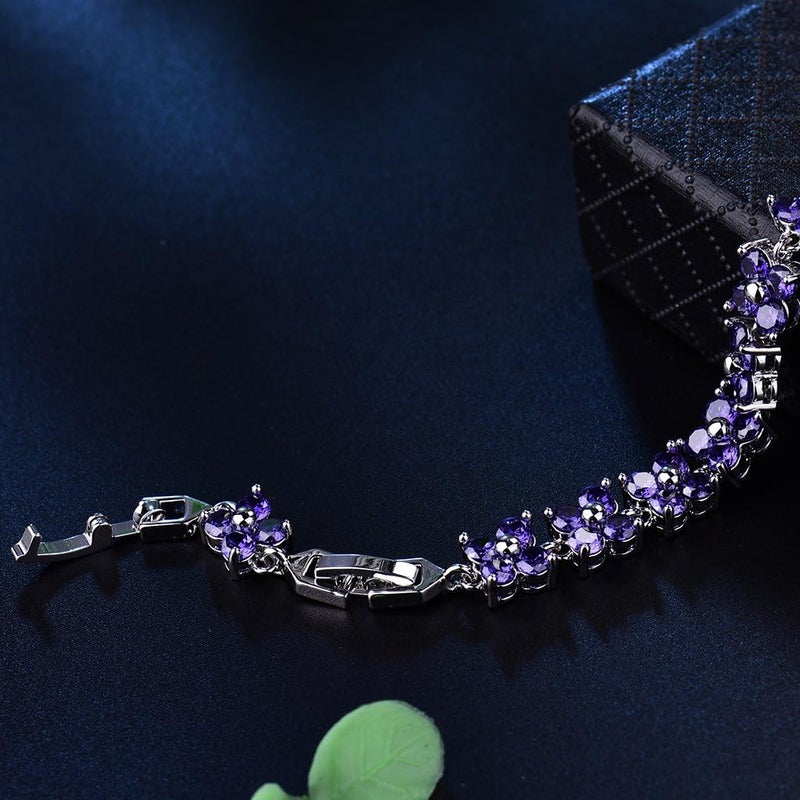 GULICX Fashion Tennis Bracelet for Women Cubic Zirconia Crystal Flower Multicolor Bracelet - Image 4