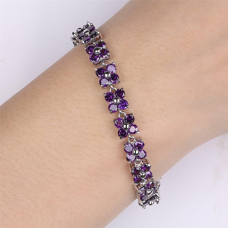 GULICX Fashion Tennis Bracelet for Women Cubic Zirconia Crystal Flower Multicolor Bracelet - Image 5