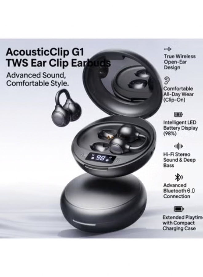 إتش بي إم واي Hpmy Open Ear clip-on Wireless Earbuds With Led Display