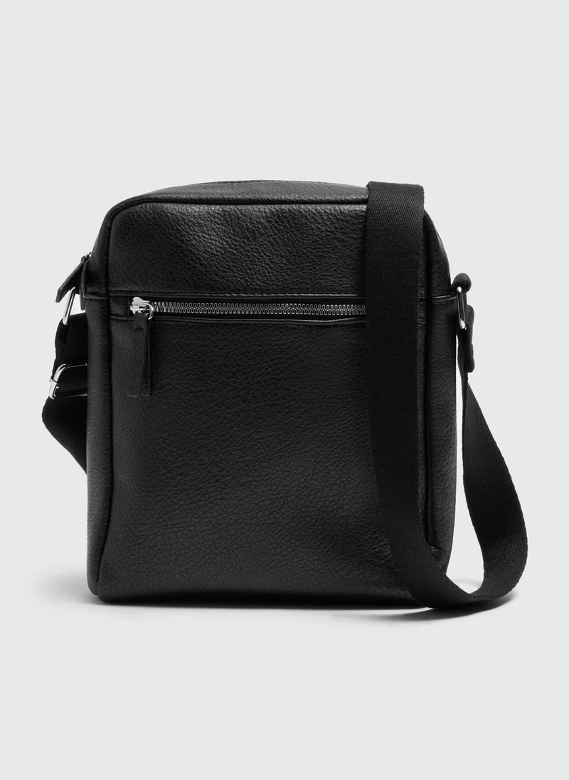 ماتلان Black Leather Cross Body Bag