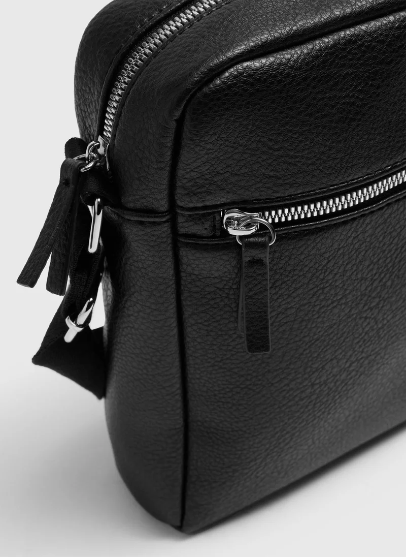 ماتلان Black Leather Cross Body Bag