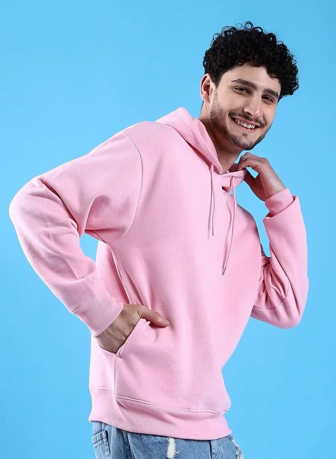 The Indian Garage Co Men Regular Fit Solid Hooded Full Sleeves Sweatshirt