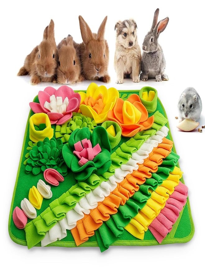 Adpartner Rabbit Foraging Mat, 20"x20" Pet Snuffle Mat Interactive Snuffle Feeding Toy for Rabbits Guinea Pigs Chinchillas, Washable Pet Feed Game Bunny Toys to Stimulate Natural Foraging Skills - Image 1