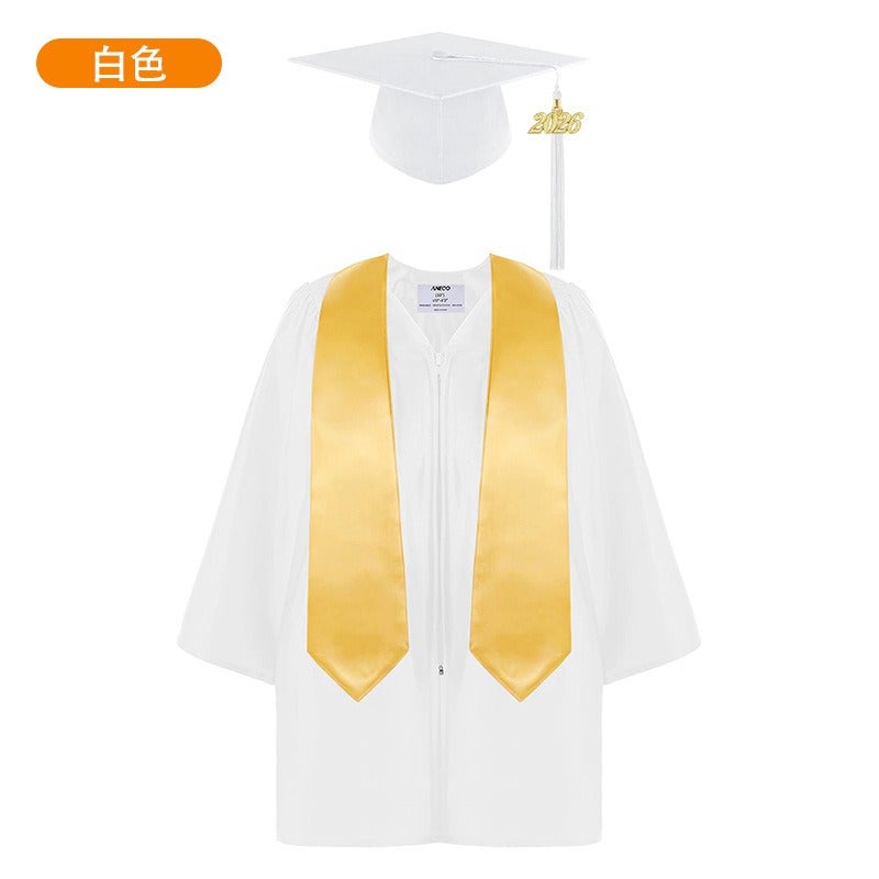 Jing Zhe Rui 2026 New Kids Graduation Gown Set with Cap - Kindergarten Elementary School Ceremony Dress, Knit Fabric, Unisex, Sizes 21-36 - Image 1