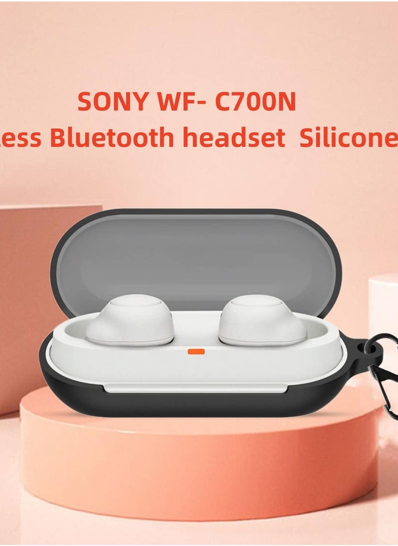 Excefore - 3 Pcs Silicone Case Cover For Sony WF-C700N Wireless Earbuds, Shockproof, Waterproof, Protective Cover With Keychain, Black Blue Red - Image 1