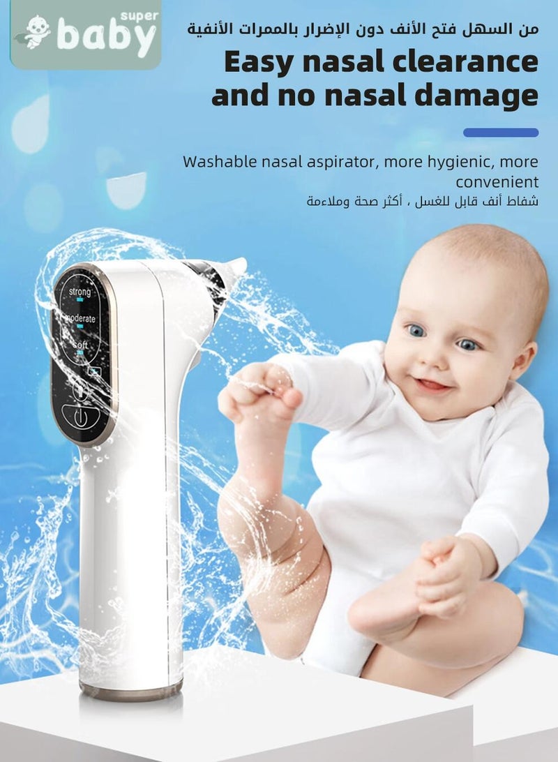 SuperBaby Baby Nasal Aspirator, Electric Nose Aspirator for Toddler, Waterproof Babies Noses Cleaners, Automatic Nose's Cleaner with 4 Silicone Tips, Adjustable Suction Level, Light Soothing Function - Image 2