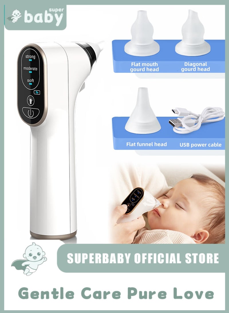SuperBaby Baby Nasal Aspirator, Electric Nose Aspirator for Toddler, Waterproof Babies Noses Cleaners, Automatic Nose's Cleaner with 4 Silicone Tips, Adjustable Suction Level, Light Soothing Function - Image 1
