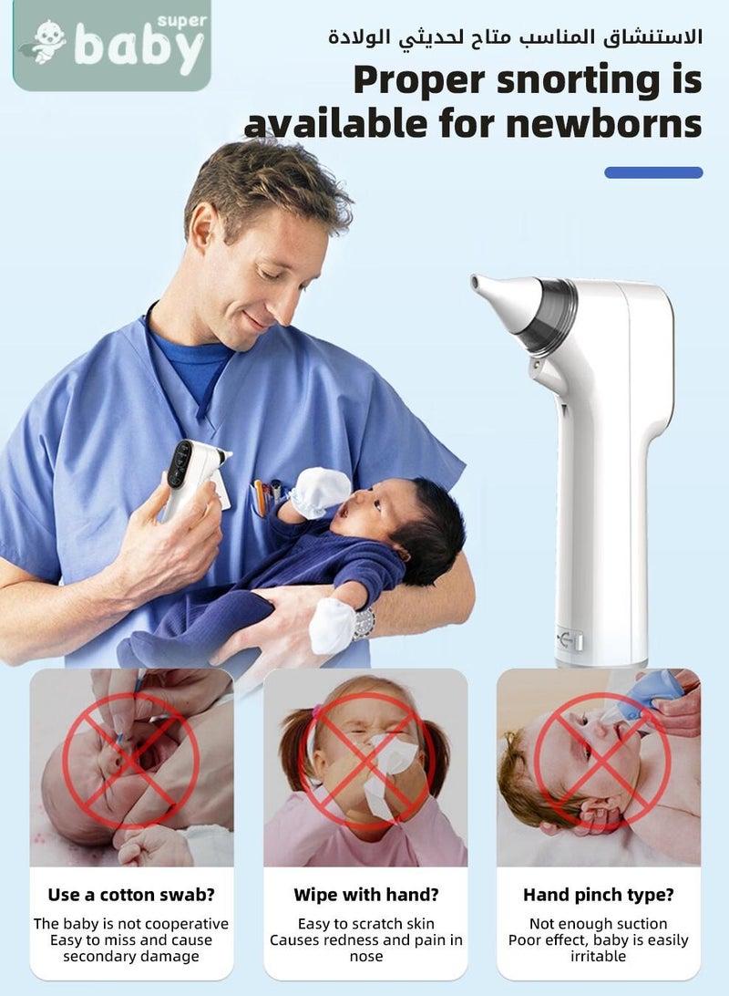 SuperBaby Baby Nasal Aspirator, Electric Nose Aspirator for Toddler, Waterproof Babies Noses Cleaners, Automatic Nose's Cleaner with 4 Silicone Tips, Adjustable Suction Level, Light Soothing Function - Image 3