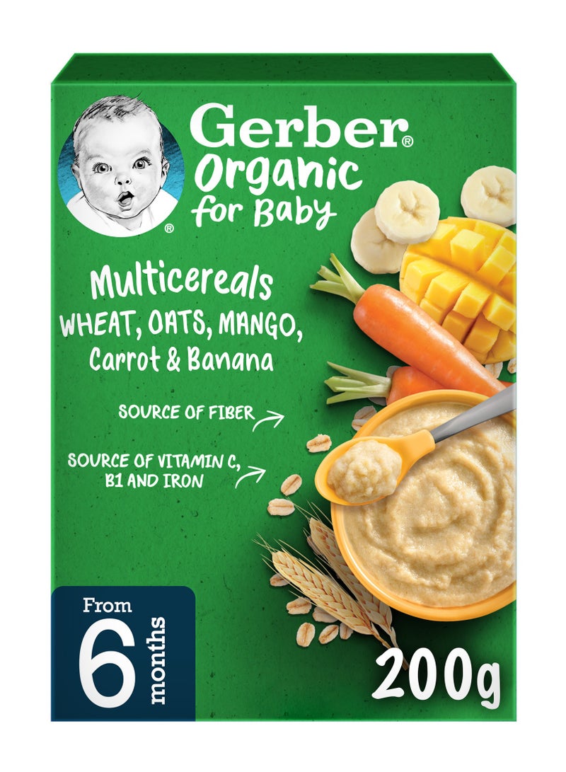 Gerber Organic Multicereal Wheat, Oats, Mango, Carrot, and Banana 200g - Image 1