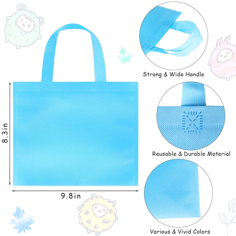 GITMIWS 30 Pack Non Woven Party Favor Bags, 9.8'' Small Reusable Kids Tote Bags with Handles, Rainbow Party Favor Goodie Bags for Kids Birthday - Image 2