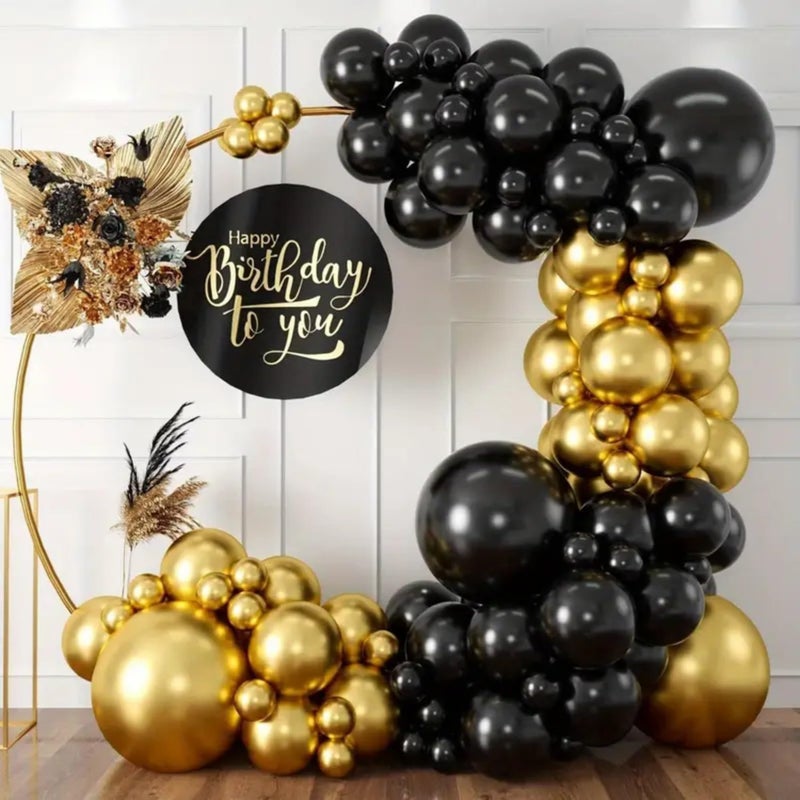 PulGos 50pcs for Birthday Decoration Items, Anniversary, Baby Shower, Bachelorette Decorations. Metallic Chrome Balloons for Decorations(Black & Golden) - Image 3