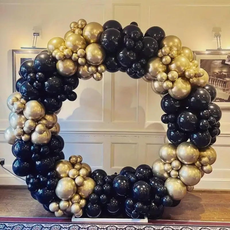 PulGos 50pcs for Birthday Decoration Items, Anniversary, Baby Shower, Bachelorette Decorations. Metallic Chrome Balloons for Decorations(Black & Golden) - Image 5