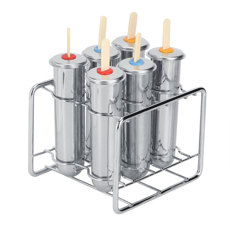 6PCS 304 Stainless Steel Round Head Round Cup Ice Cream Mold Popsicle Mold Double Groove - Image 5