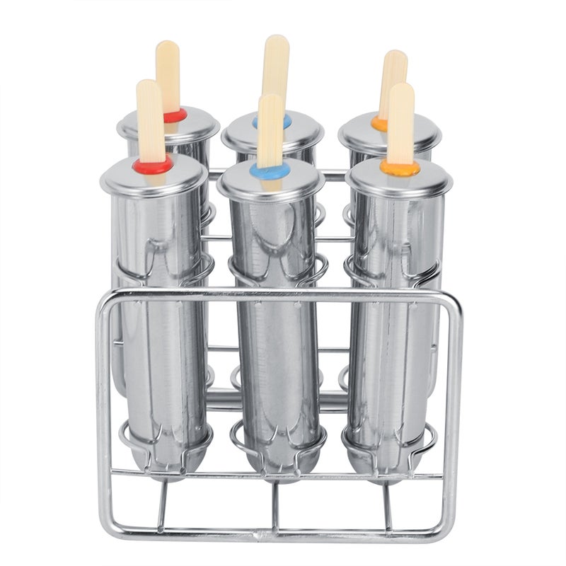 6PCS 304 Stainless Steel Round Head Round Cup Ice Cream Mold Popsicle Mold Double Groove - Image 4