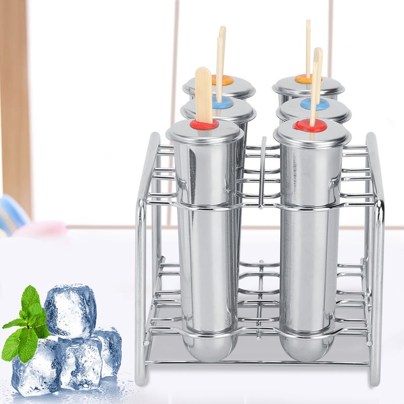 6PCS 304 Stainless Steel Round Head Round Cup Ice Cream Mold Popsicle Mold Double Groove - Image 3